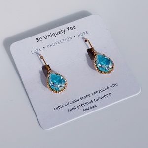 *BRAND NEW* Be Uniquely You CZ Stone Enhanced Semi Precious Turquoise Earrings